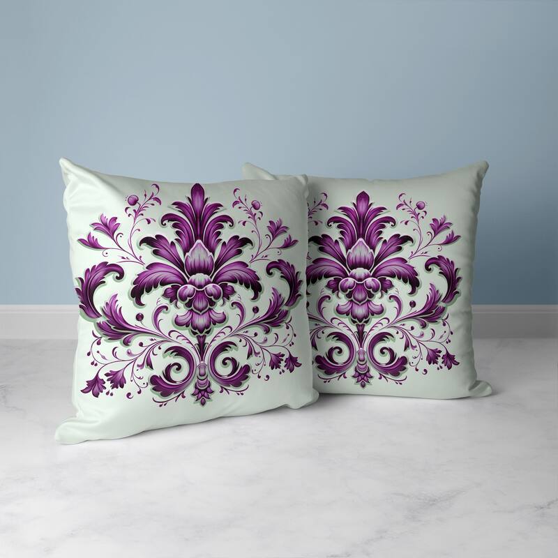 Vintage Veil Faux Suede Reversible Throw Pillow Green and Purple