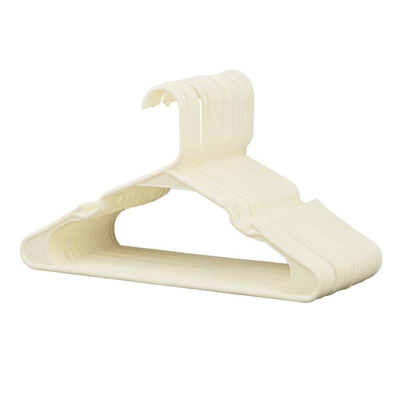 Javlergo 25/50 Pack Plastic Hanger, Space Saving Sturdy Heavy Duty Clothing Notched Hangers - 25 Pack - Beige