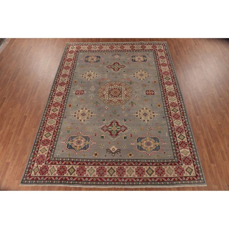 Traditional Kazak Area Rug Hand-Knotted Wool Carpet - 9'10" x 13'1"