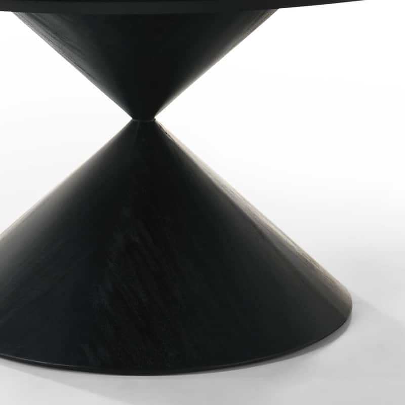Haven 59" Round Ebony Black Pedestal Dining Table with Hourglass Base