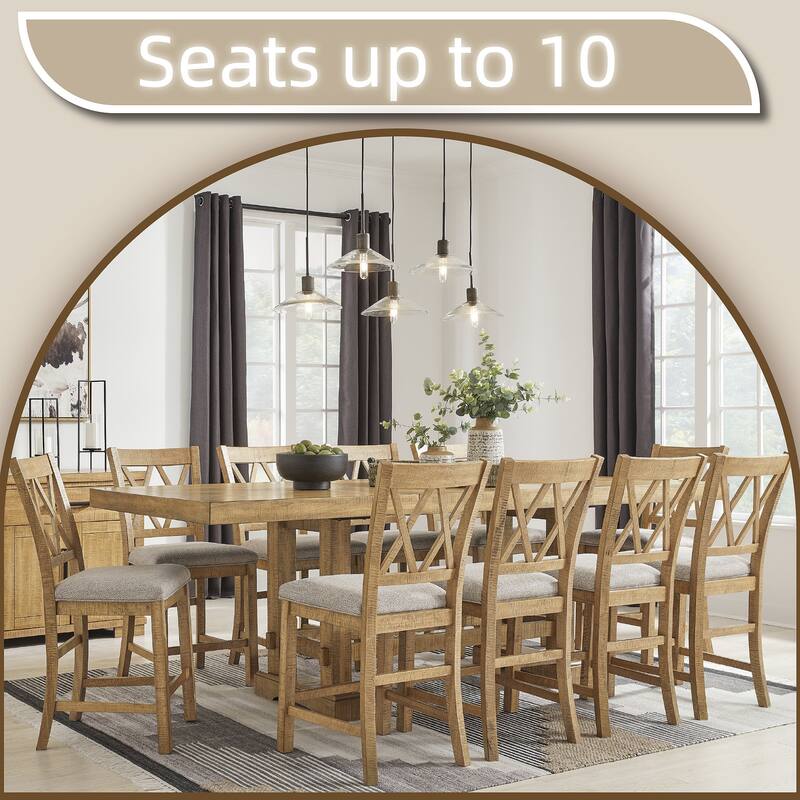 Signature Design by Ashley Havonplane Brown Counter Height Dining Extension Table - 41.75" W x 108" D x 36.25" H