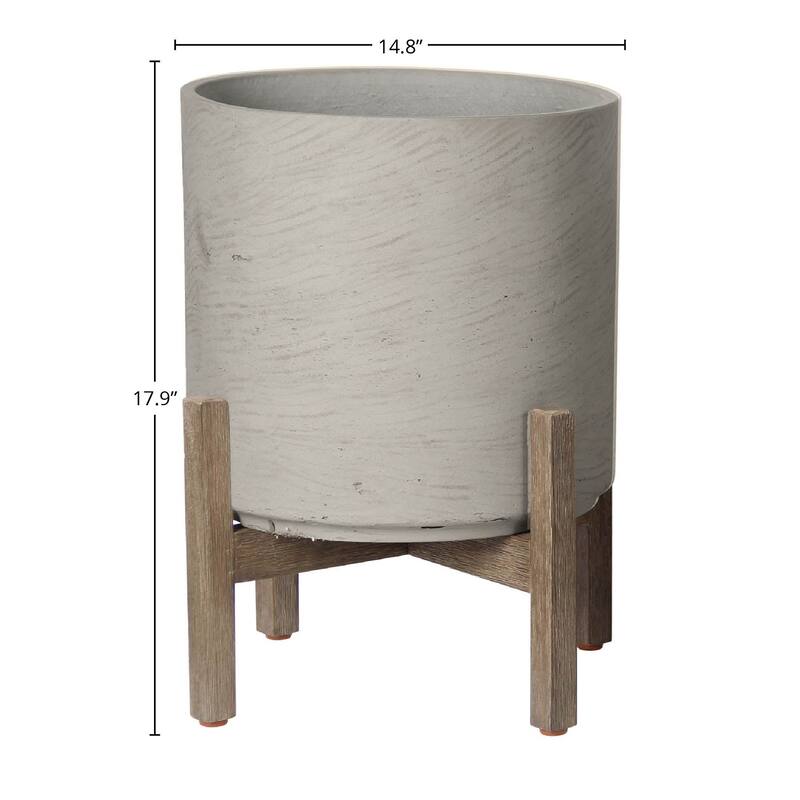 Mattland Large Round Standing Pot, Cement Grey