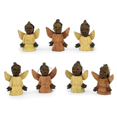 Handmade Sweet Angels Wood ornaments (Ghana) - 20 x 15 x 8