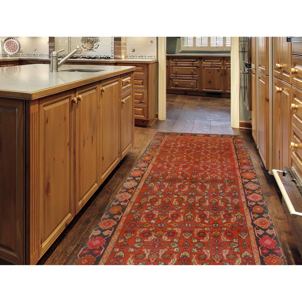 Fine Vintage Distressed Houri Rust/Black Rug - 4'11" x 9'2"