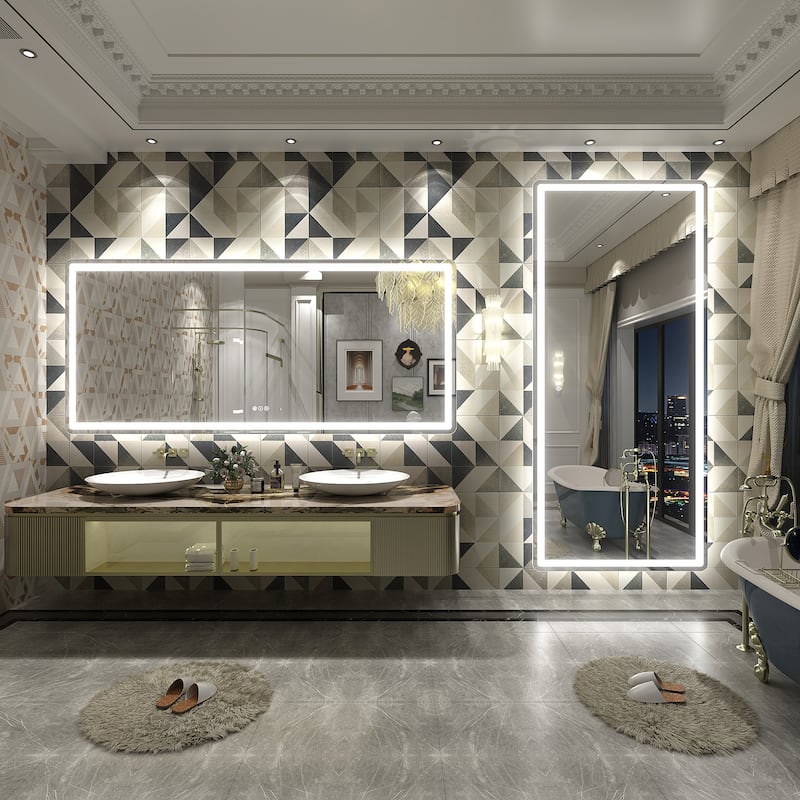 UL Certified Frameless LED Front Light and Backlit Wall Bathroom Vanity Mirror