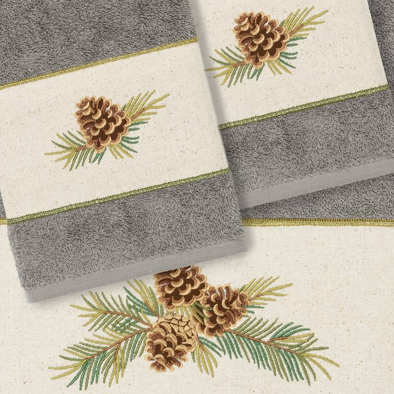 Authentic Hotel and Spa 100% Turkish Cotton Pierre 3PC Embellished Towel Set