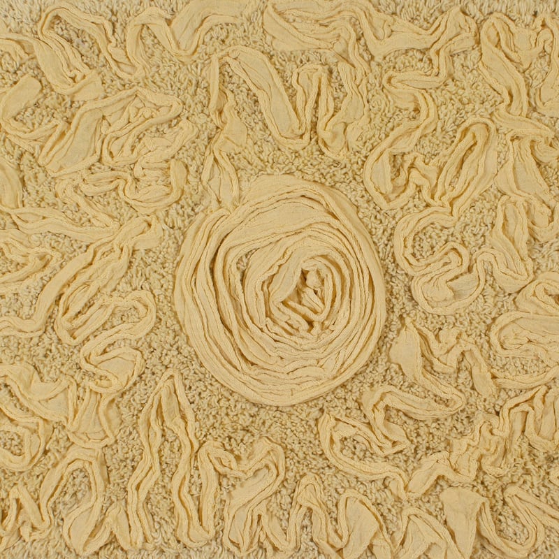 Bell Flower Collection 100% Cotton Non-Slip Bathroom Rug Set, Machine Washable Bath Rug, 5 Piece Bath Mat Set with Runner