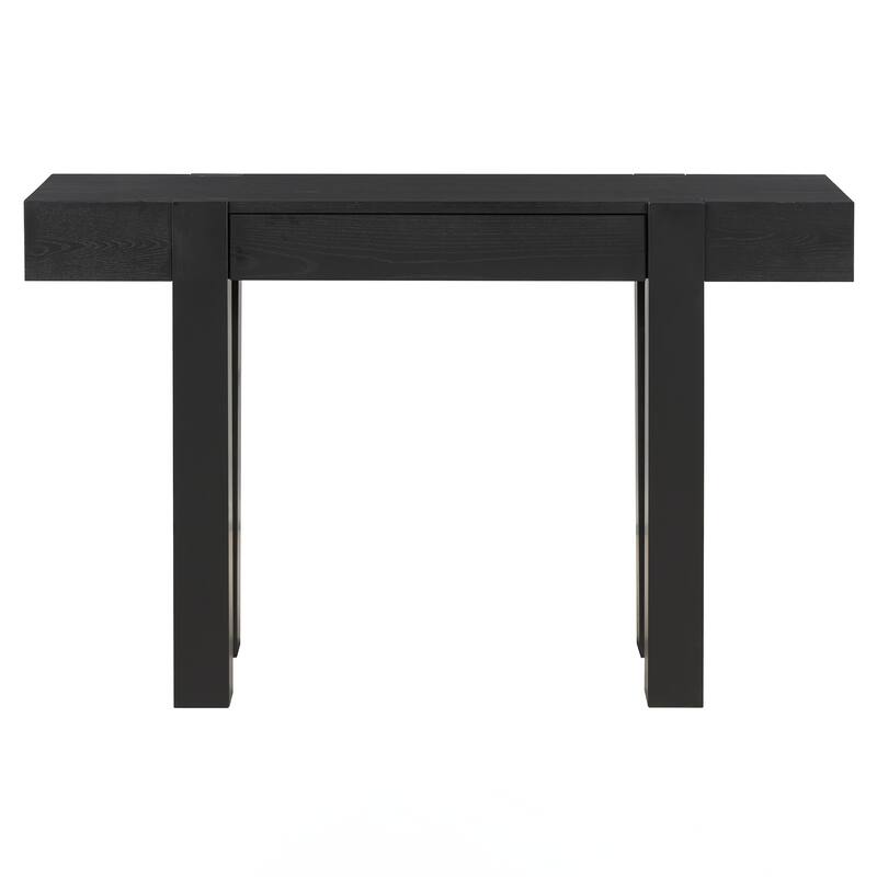 Rustic Minimalist Console Table with Hidden Drawer, Side Power Outlet,Wood Entryway Table for Entryways, Living Rooms