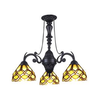 Victorian-Design 3-light Black Chandelier - Multi-Color