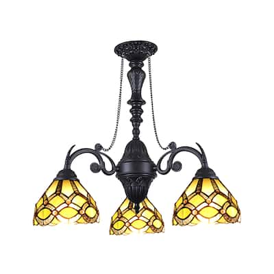 Victorian-Design 3-light Black Chandelier - Multi-Color