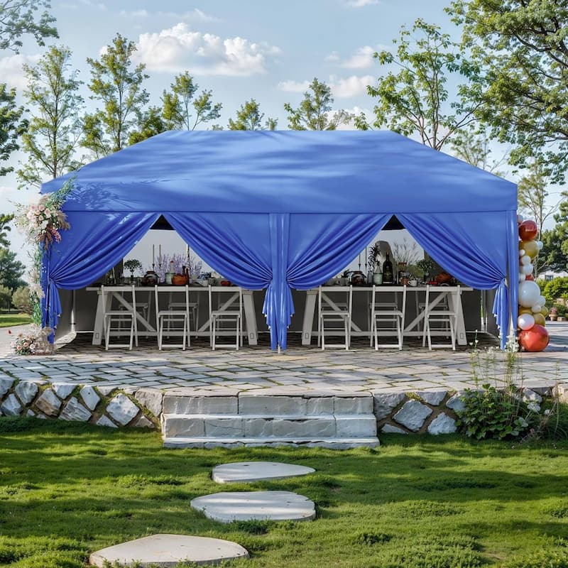 10x20 Pop Up Canopy Tent Outdoor with 6 Removable Sidewalls - Blue