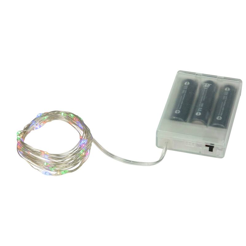 50 B/O Multicolor LED Micro Fairy Lights - 16ft, Copper Wire