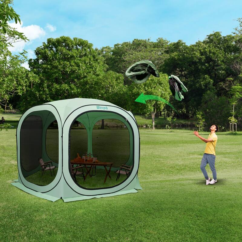 Werph Pop Up Canopy, Green, Portable Canopy Tent with Mesh Mosquito Net