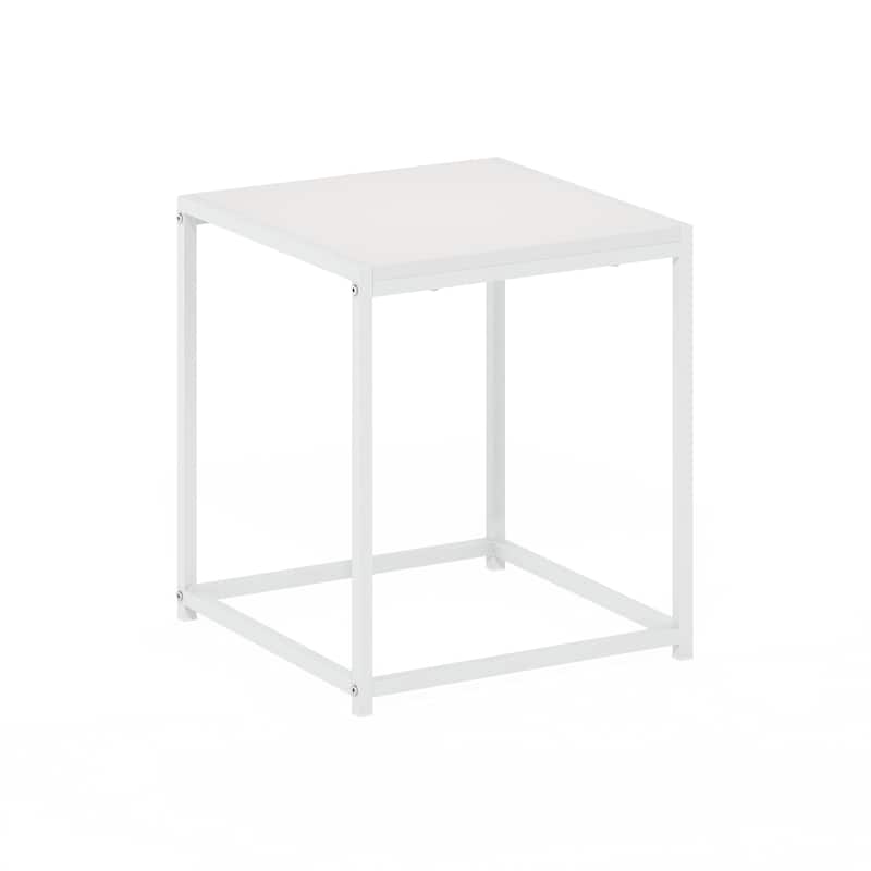 Furinno Camnus Modern Living End Table - Solid White/White