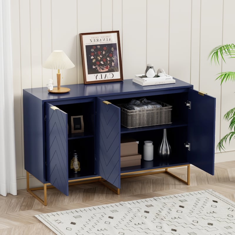 3 Doors Sideboard Buffet Cabinet with Storage Adjustable Shelf