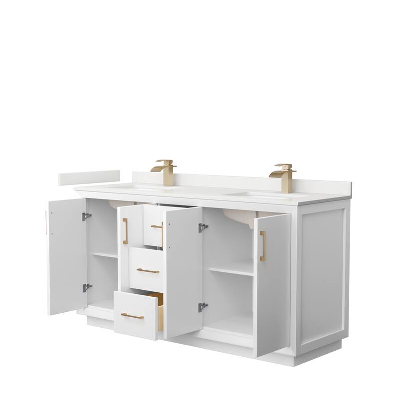 Strada 66-inch Double Vanity, Quartz Top