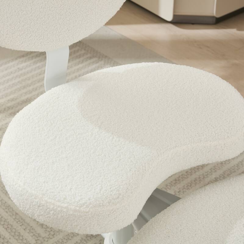Modern Criss Cross Desk Chair Meditation Chair with Lumbar Support and Adjustable Stool, for Home and Yoga Enthusiasts, Ivory