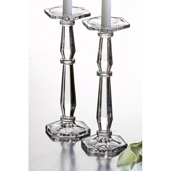 Studio Silversmiths Large Crystal Candle Sticks Set
