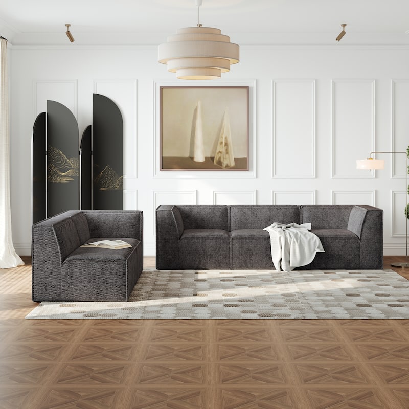 106"x106" Chenille Modular L-Shaped Sectional Sofa (5-Piece)