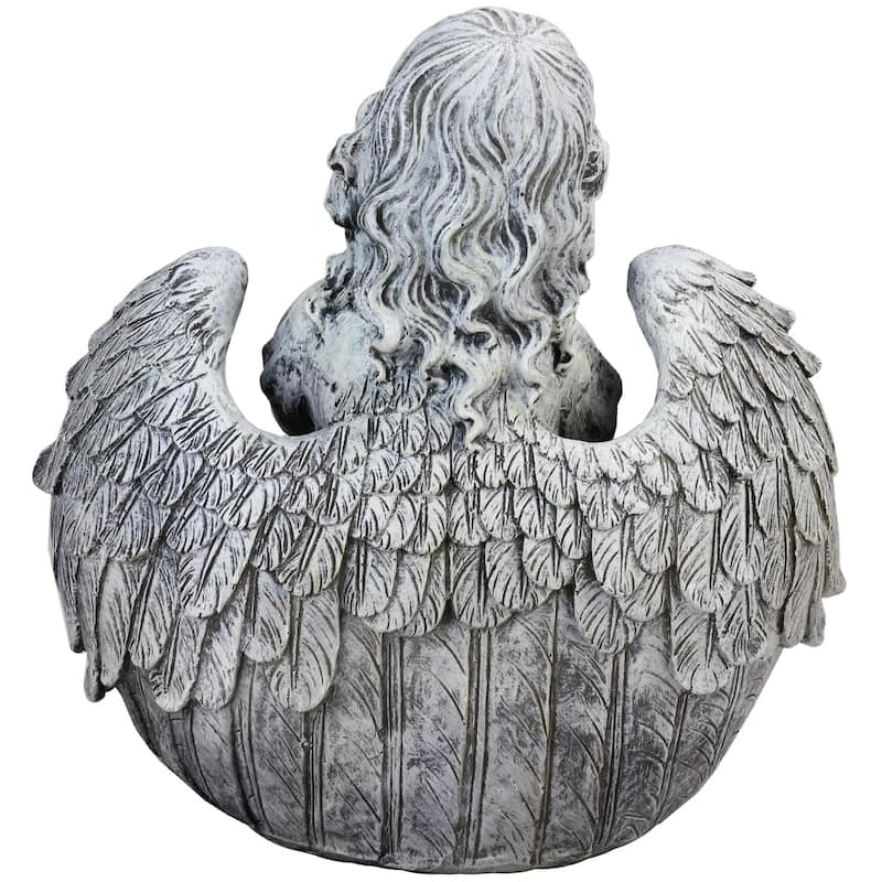 16" Angel Child Wrapped in Wings Religious Outdoor Garden Statue