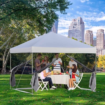 10' x 10' Pop Up Canopy Gazebo with Removable Sidewalls and Black Oxford Carrying Bag