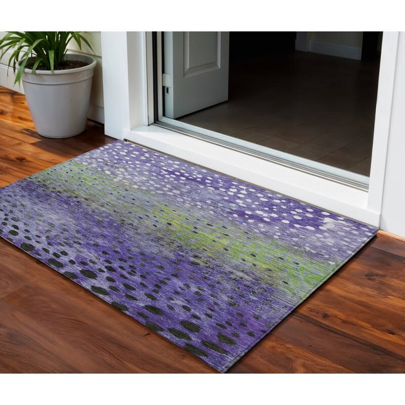HomeRoots Abstract Transitional Rectangle Outdoor Rug - 3' x 5'