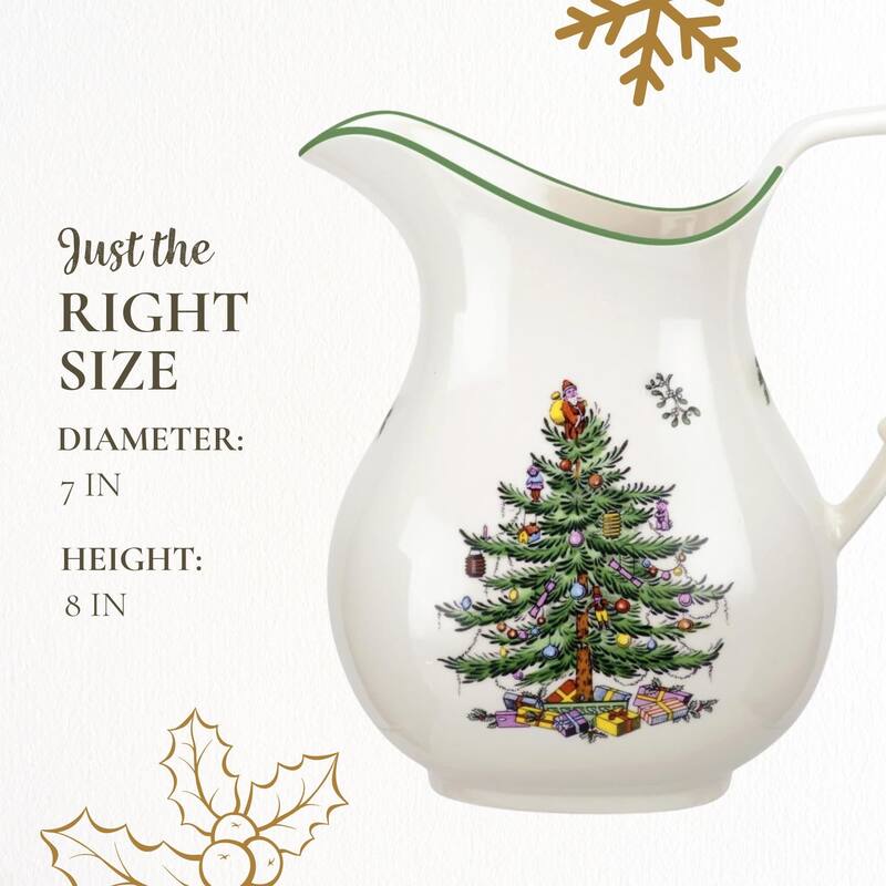 Spode Christmas Tree Pitcher - 7" D x 8" H