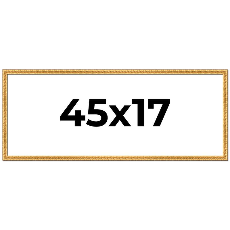 45x17 Frame Gold Real Wood Picture Frame Width 1 inches | Interior
