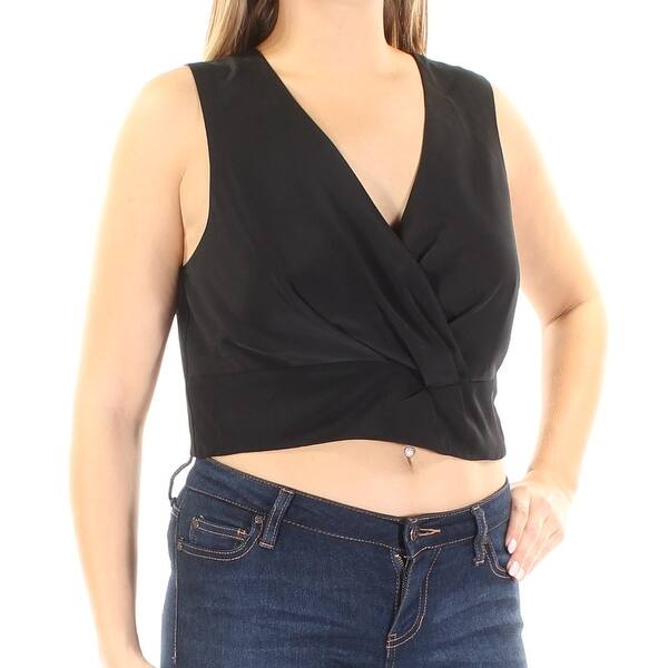 Shop Rachel Roy Womens Black Sleeveless V Neck Crop Top Size 14