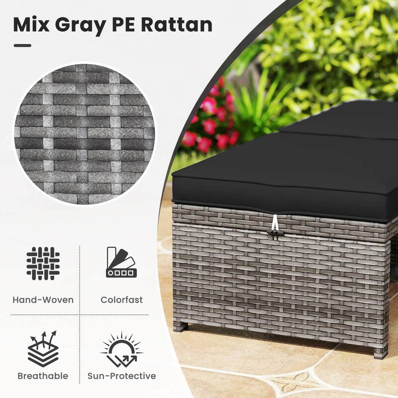 Costway Patio Ottomans Set of 2 PE Rattan Footstools with Removable - See Details