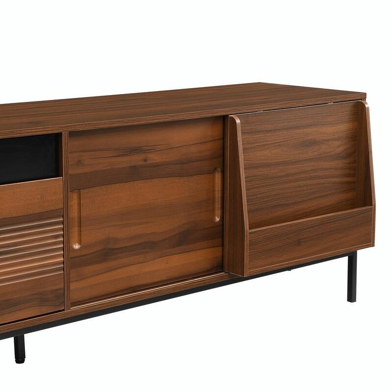 70.8'' Modern TV Stand for TVs up to 75", Entertainment Center with Storage, Sliding Doors