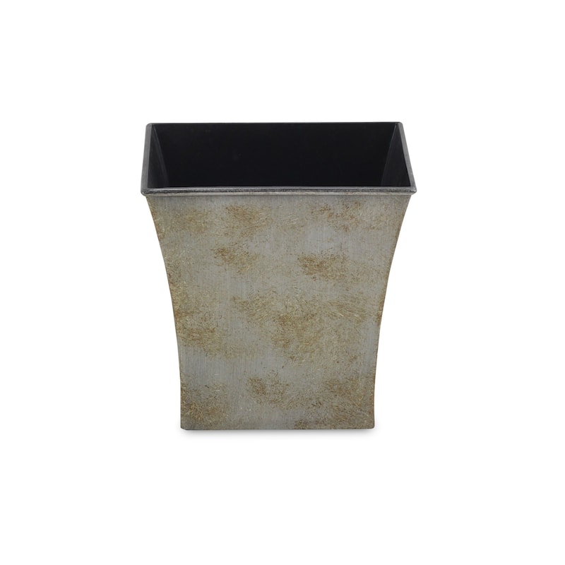 HomeRoots 7" Gray Recycled Plastic Indoor Outdoor Square Pot Planter
