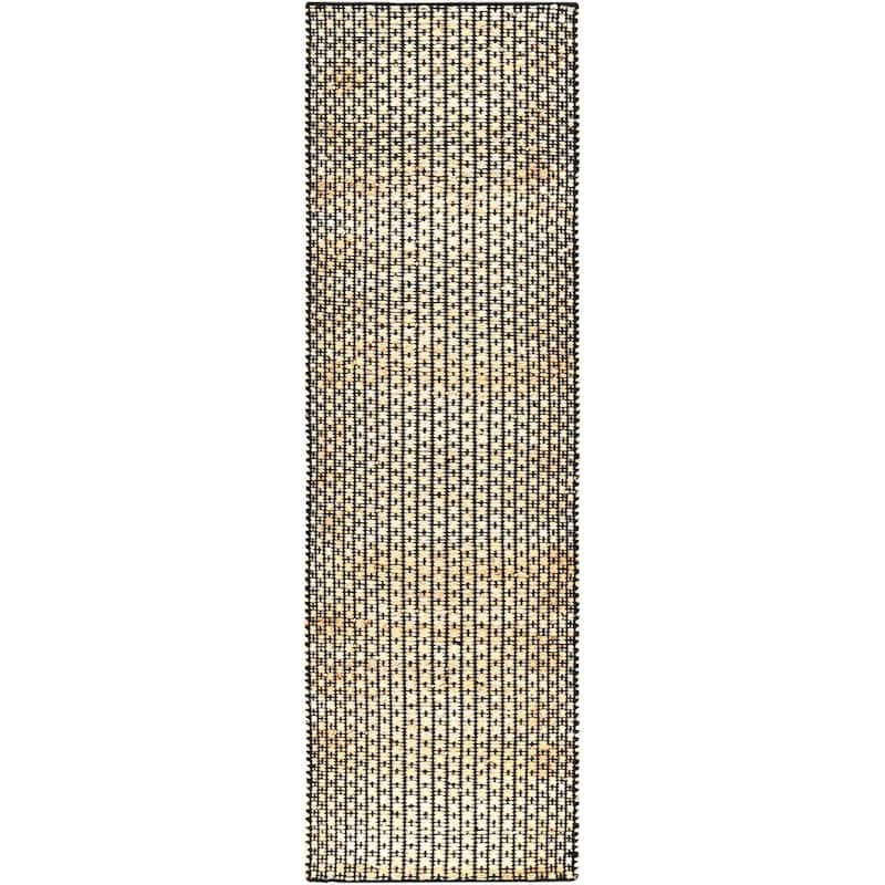 Livabliss Tracie Handmade Cottage Striped Jute Blend Area Rug - Black/Beige - 2' 6" x 8'