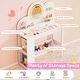 preview thumbnail 17 of 18, Costway Kids Vanity with Lights, 2 Drawers & 2-Tier Bookshelf, 3 Hooks - See Details