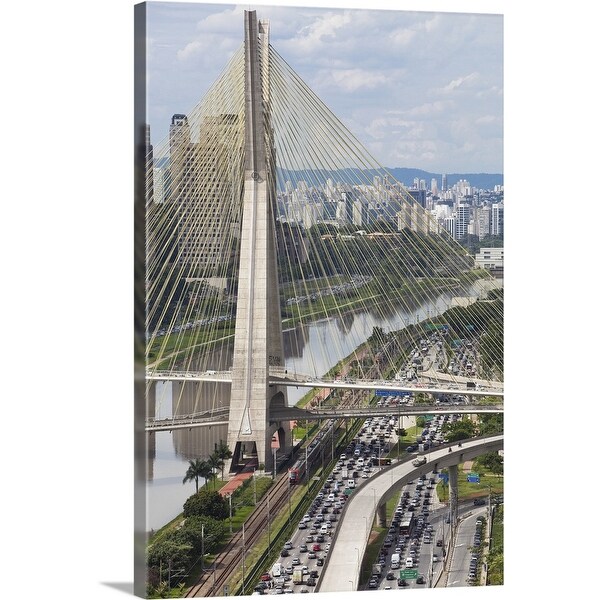 "Ponte Estaiada and Pinheiros River, Sao Paulo, Brazil" Canvas Wall Art