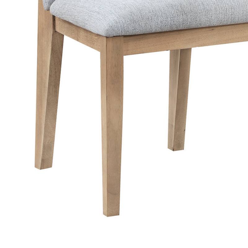 Emi 25 Inch Dining Chair Set of 2, Cushioned Seat, Gray Linen Upholstery