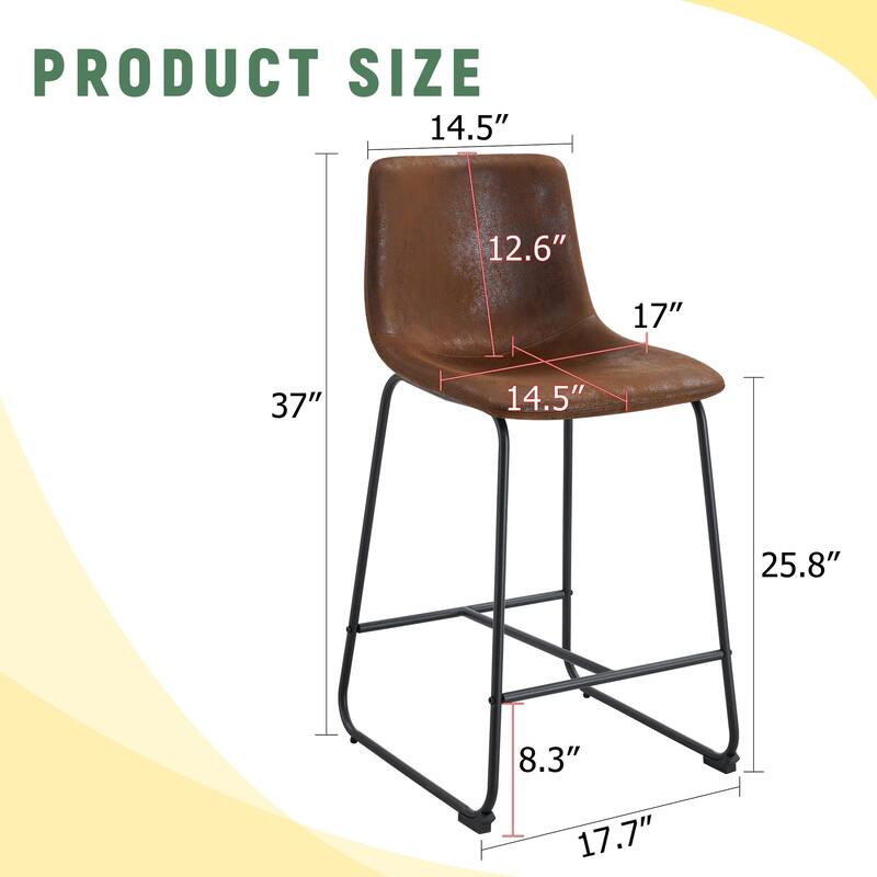 Modern Simple PU Bar Stools Set of 2 with Backrest Footstool with Soft PU Leather Seat for Home, Bar