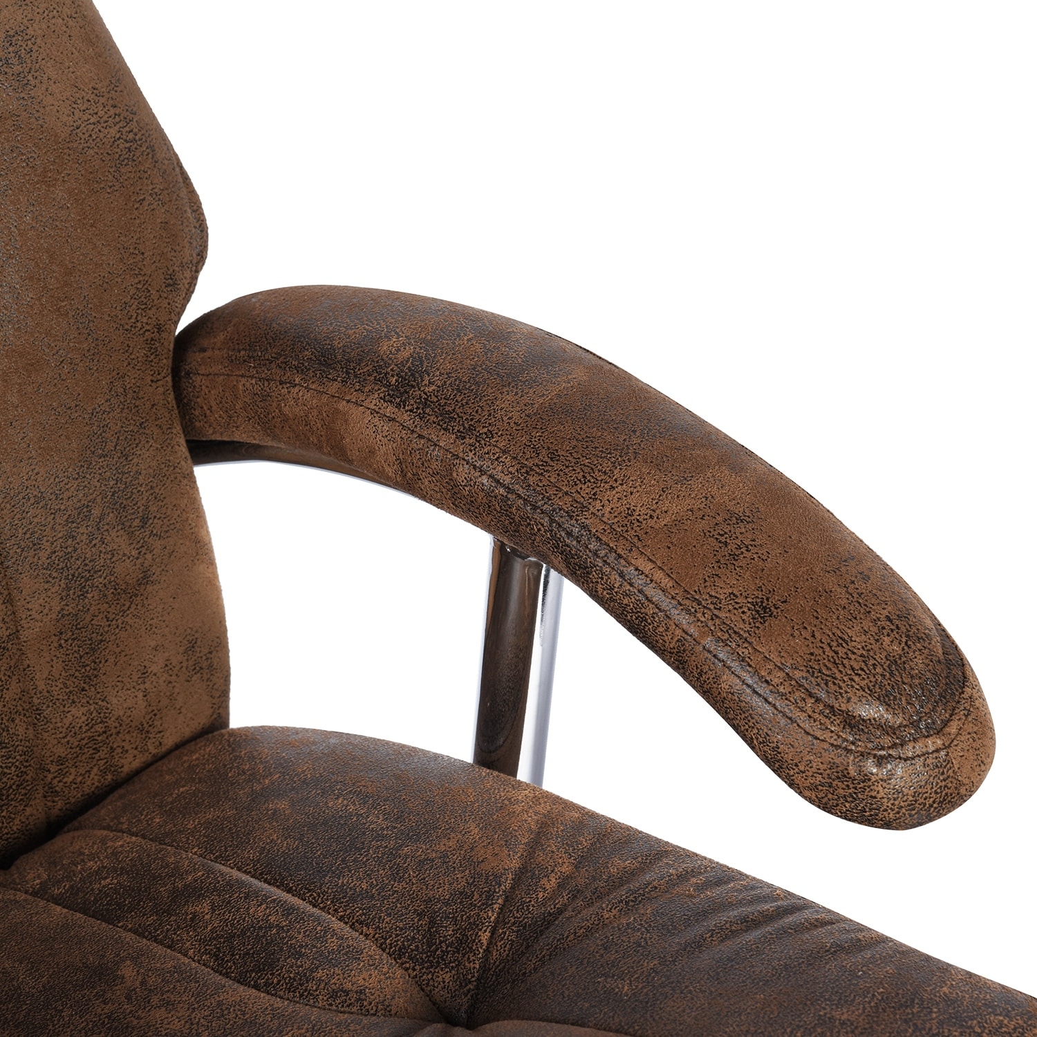 Streamlined Vintage Leather Swivel Recliner with Ottoman, Elegant