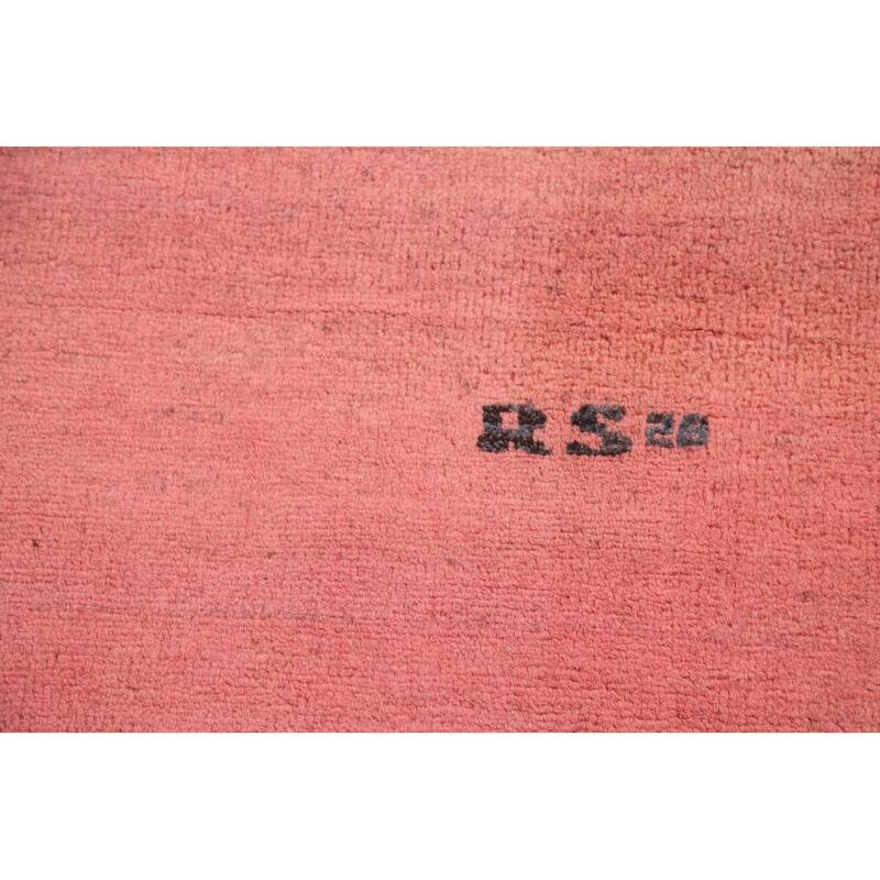 Light Pink Modern Gabbeh Oriental Area Rug Hand-Knotted Wool Carpet - 6'8"x 9'5"