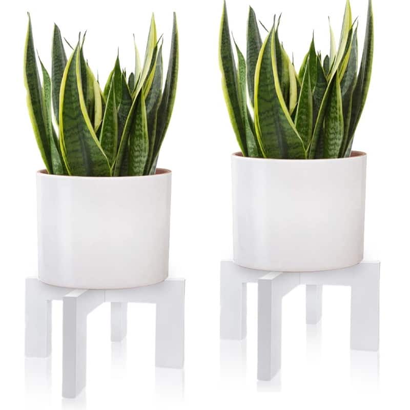 2 Pack Wood Plant Stand - 11.8 x 11.8 x 7 inches - White