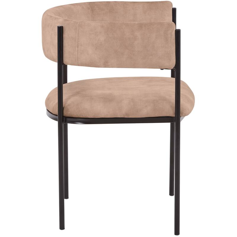 Dining Chair in Leather with Open-Back and Powder Coated Iron Legs Set of 2