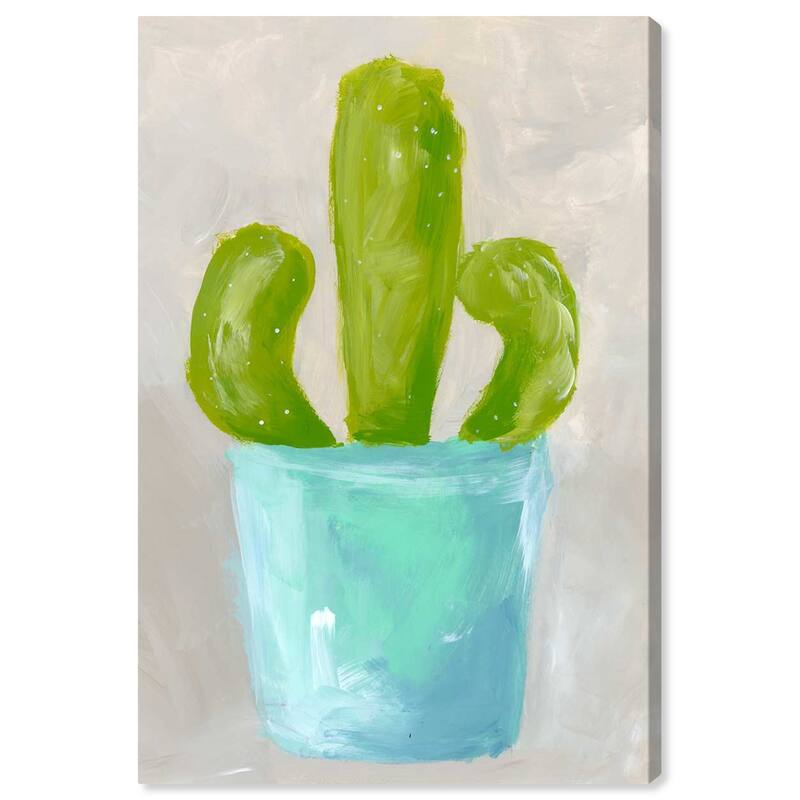Wynwood Studio Canvas Floral and Botanical Vivid Cactus Green and Turquoise Modern & Contemporary Wall Art Canvas Print