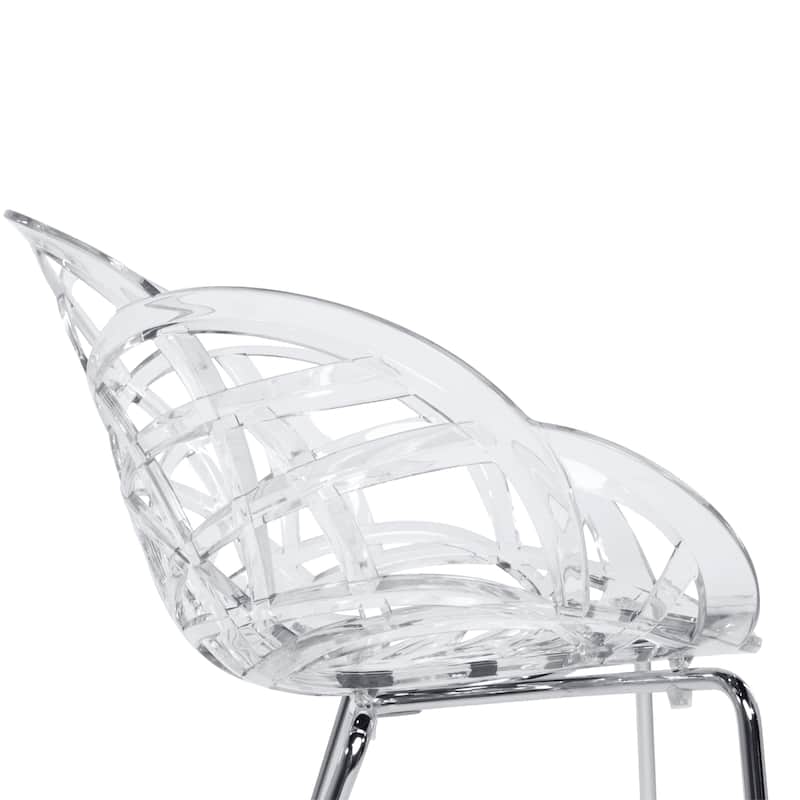 Furnish Theory Fleur-ML Stackable Dining Armchairs Arm Chairs Anti-UV Polycarbonate Shell & Chrome-Plated Steel Legs (Set of 2)