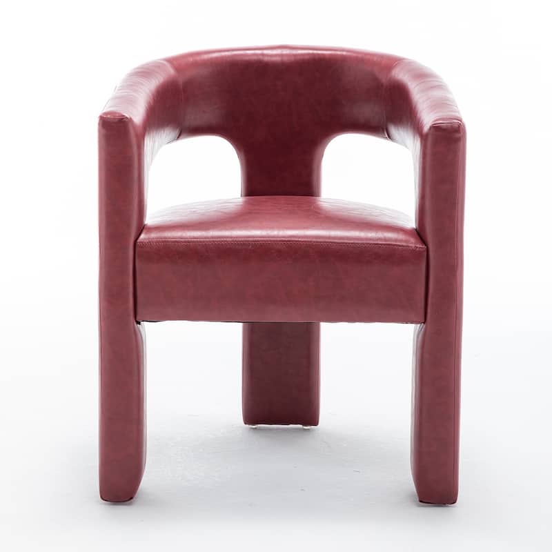 SEYNAR Modern Glam PU Leather Upholstered Dining Chair, Open-Back Accent Chair Set of 2