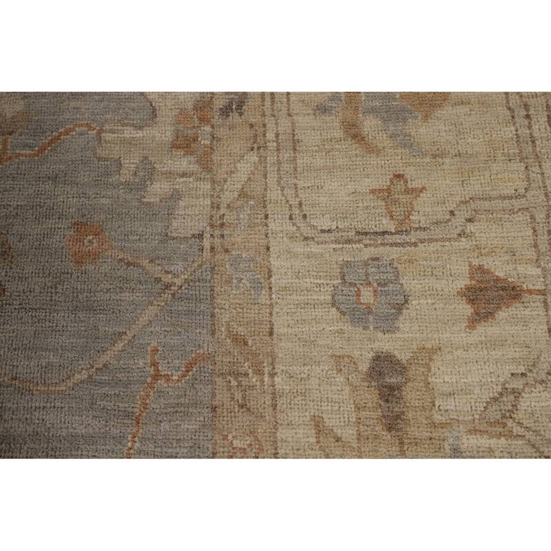 Vegetable Dye Oushak Turkish Rug Hand-Knotted Oriental Wool Carpet - 9'2"x 11'8"