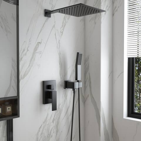 Shower Faucets Sets Complete with 12-Inch Rain Shower Head, Handheld Shower Head Wall Mounted
