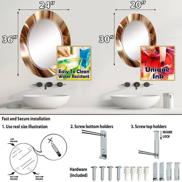 Designart 'Luscious Liquid Gold In Subdued Pink And Taupe I' Printed Abstract Liquid Ink Wall Mirror