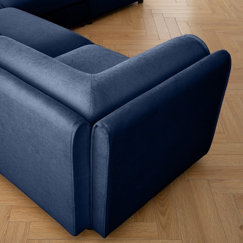 Contemporary L-shaped Chenille Sectional Sofa with Storage Seats and Ottoman
