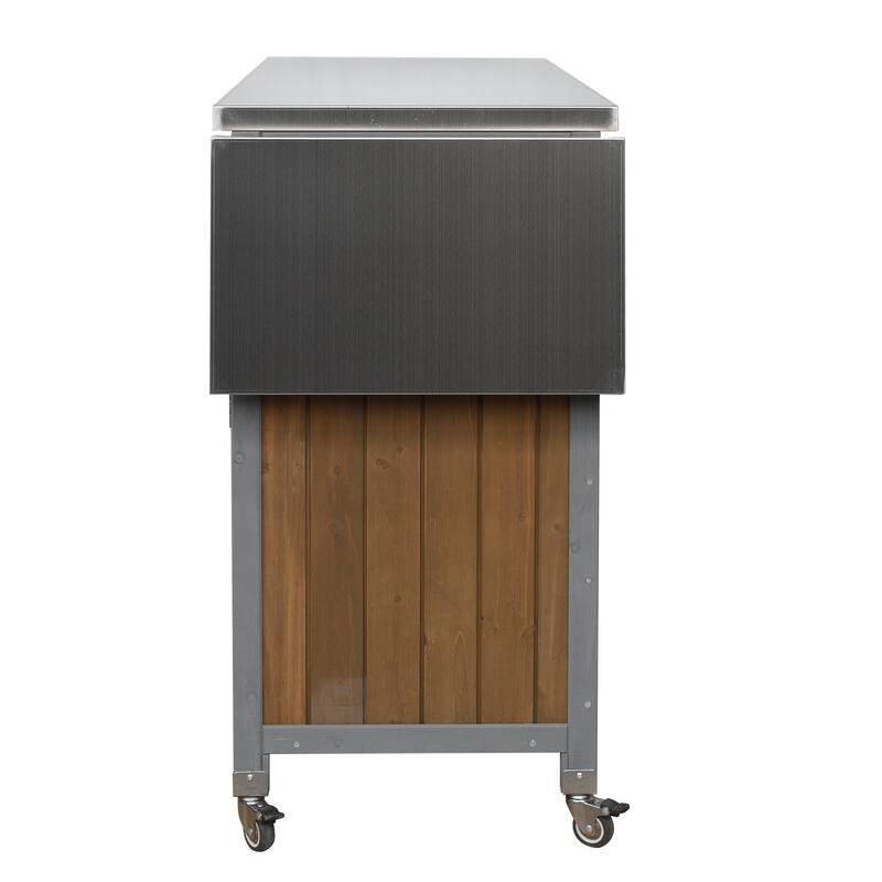 Portable Foldable Outdoor Kitchen Cart with Storage Cabinet and Lockable Wheels