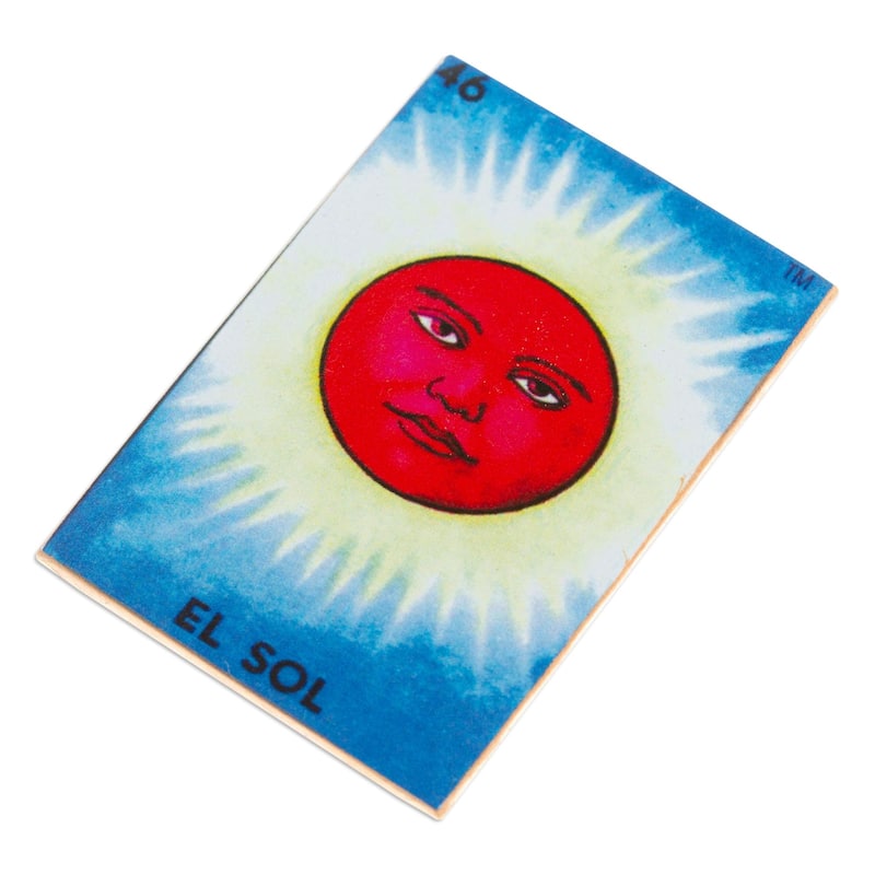 Novica Handmade Burning Sun Decoupage Wood Magnet